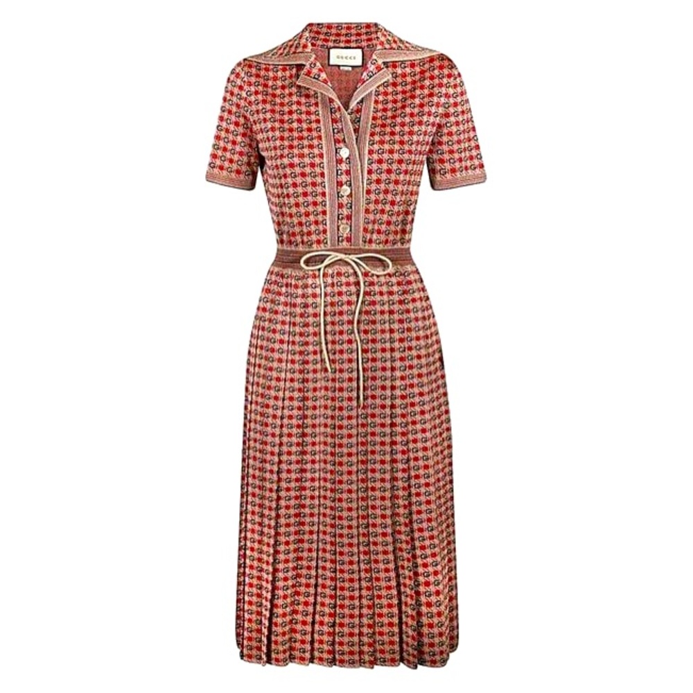 GUCCI G-logo Jacquard midi drawstring dress